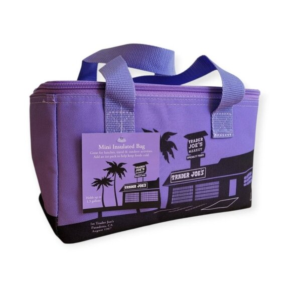 Trader Joe's lavender mini insulated cooler bag lunch bag NWT HTF Rare - Picture 4 of 4